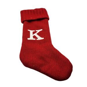 Target Wondershop Letter K Monogram 18” Red KNIT Lined CHRISTMAS STOCKING